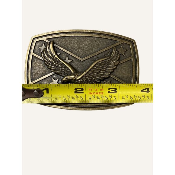 Vintage Brass Belt Buckle With Eagle and Stars Design - Picture 6 of 8